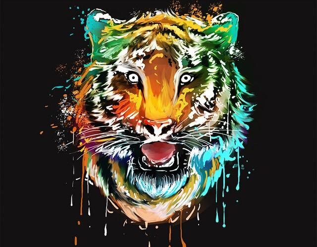 Painting By Numbers Magnify Tiger Head Wall Art Canvas Office Wedding Decoration 