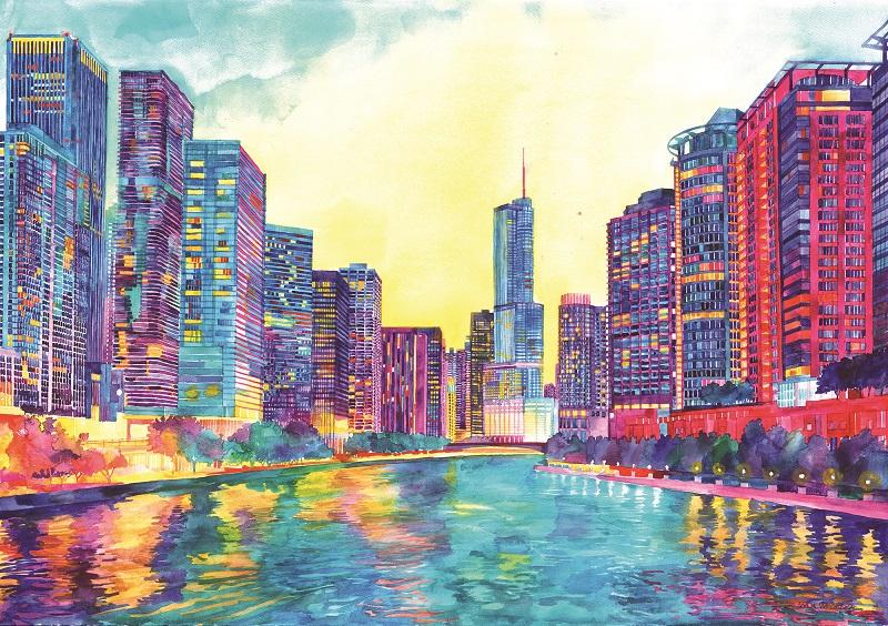 Colorful Chicago - Cities Paint By Number - Numeral Paint