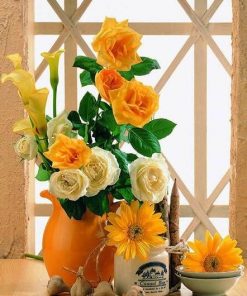 White And Yellow Flowers Paint By Numbers