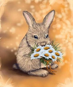 Rabbit And Daisies Paint By Numbers