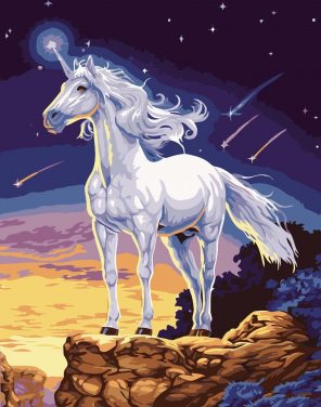 White Unicorn Paint By Numbers