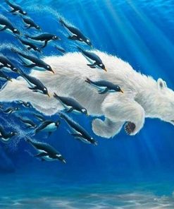 Polar Bear And Fish Paint By Numbers