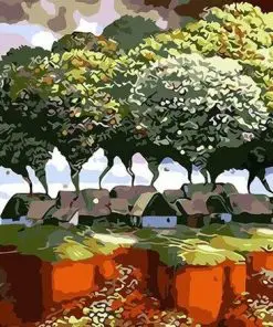 Trees Over Houses Paint By Numbers
