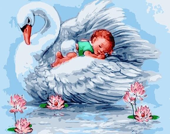 Baby On Swan Paint By Numbers