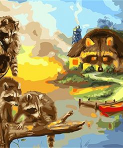 Raccoon House Paint By Numbers