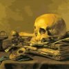 Skeleton Head On Books Paint By Numbers