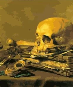 Skeleton Head On Books Paint By Numbers