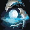 Dolphins Around Moon Paint By Numbers