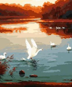 Swans In Pond paint by numbers