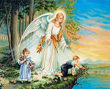 Angel Guarding Children Paint By Numbers - Numeral Paint Kit