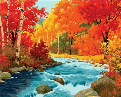 Autumn Forest River Paint By Numbers - Numeral Paint Kit