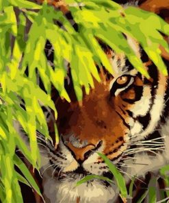 Tiger Hiding in leaves  Animals Paint By Numbers