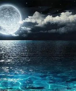 Full Moon Over Sea Paint By Numbers