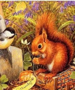 Squirrel And Sparrow Paint By Numbers