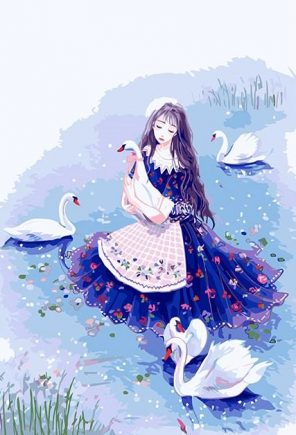 Girl Accompanying The Swan paint by numbers