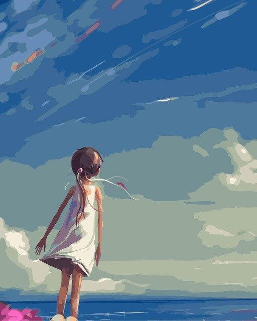 Girl Staring at the Sky - People Paint By Number - Numeral Paint