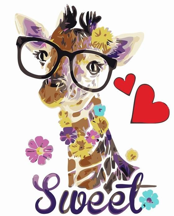 Glasses Giraffe paint by numbers