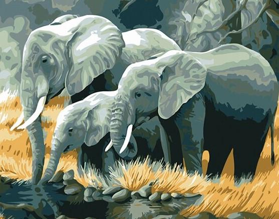 Gray Elephant family paint by numbers