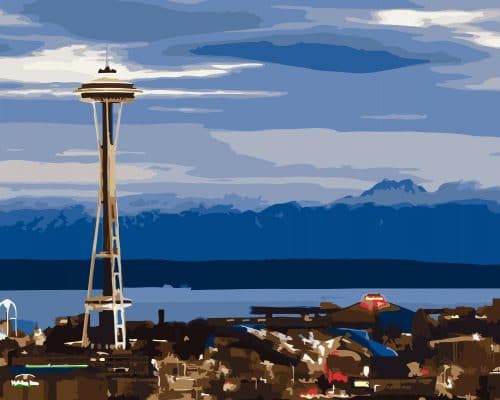 Space Needle Tower Paint By Numbers - Numeral Paint Kit