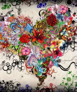 Abstract Floral Heart Paint By Numbers