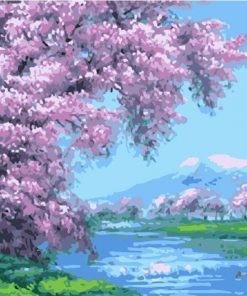 Cherry blossom And River Paint By Numbers