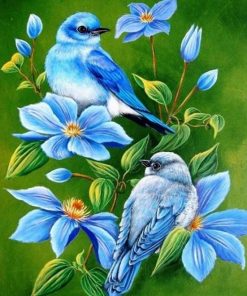 Blue Birds On Flowers Paint By Numbers