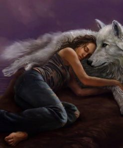 Girl Hugging Wolf Paint By Numbers