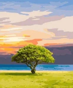 Tree In Grassland Paint By Numbers