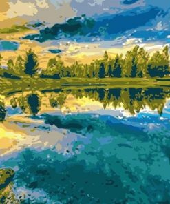 Trees Lake Reflection Paint By Numbers