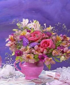 Flowers In Pink Vase Paint By Numbers