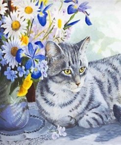 Gray Domestic Cat Paint By Numbers