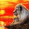 Lion King And Cub At Sunset Paint By Numbers