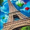 Hot Air Balloons Eiffel Tower Paint By Numbers