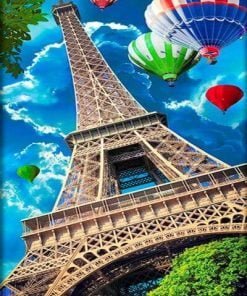 Hot Air Balloons Eiffel Tower Paint By Numbers