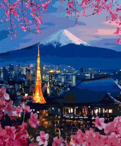 Blossoms Tokyo Tower Paint By Numbers