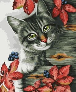 Cat On Tree Trunk Paint By Numbers