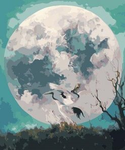 Moon And Cranes Paint By Numbers