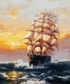Ship In The Ocean Paint By Numbers
