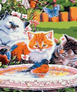 Cats Looking At Bird Paint By Numbers