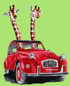 Happy Driving Giraffe paint by numbers