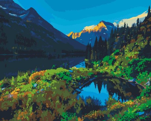 Nature Mountains Scene Paint By Numbers - Numeral Paint Kit