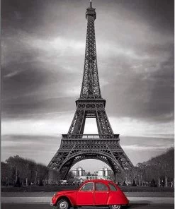 Red Car In Paris Paint By Numbers