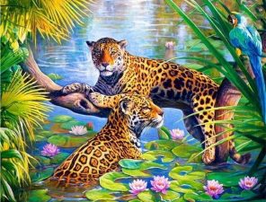 Jaguar in the Water paint by numbers