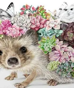 Hedgehog with Flowers Animals Paint By Numbers