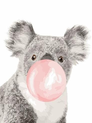 Koala with Bubble gum paint by numbers