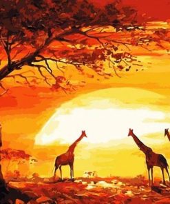 Sunset Giraffes Paint By Numbers