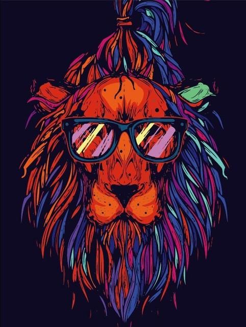Lion Hipster Animals Paint By Numbers - Numeral Paint Kit