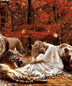 Lions And Girl paint by numbers