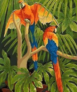 Macaw Parrots In Jungle Paint By Numbers - Numeral Paint Kit