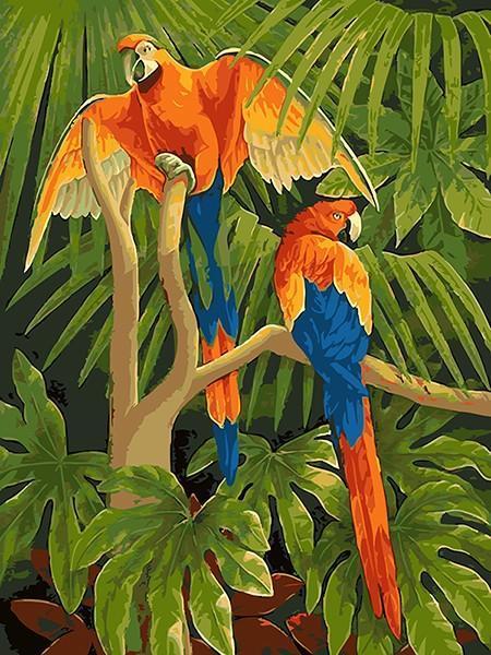 Macaw Parrots in Jungle paint by numbers